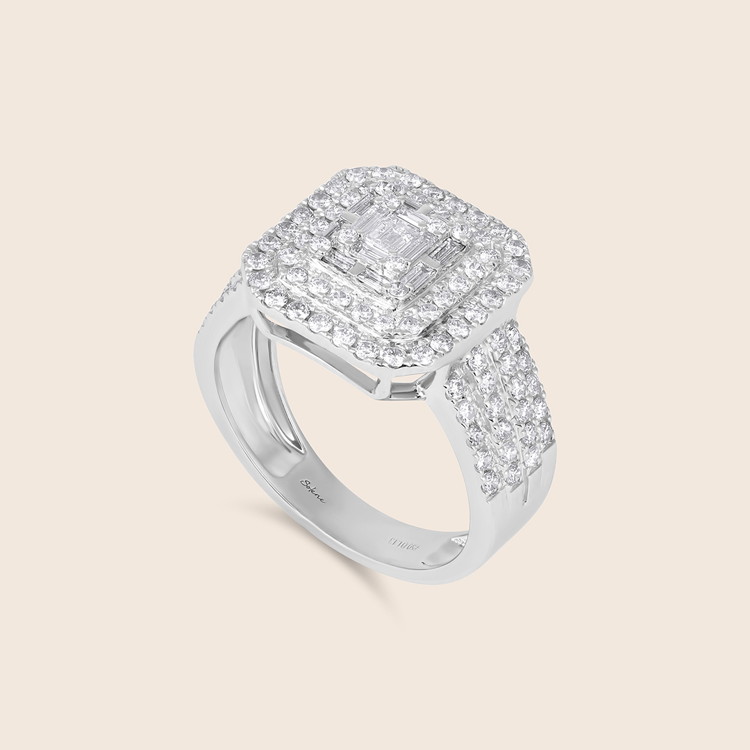 ADRG000644-image-171-IG17J6104025_2 Emro white gold triple-row band diamond ring - Image 1