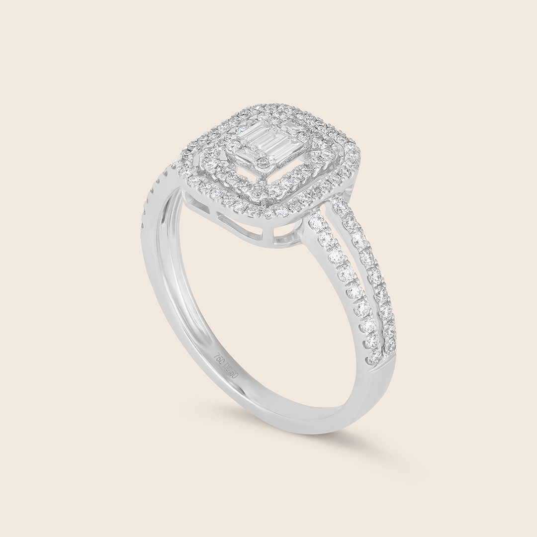 ADRG001598-image-204-IG17J609962502_2 Emro white gold cushion split band diamond ring - Image 1