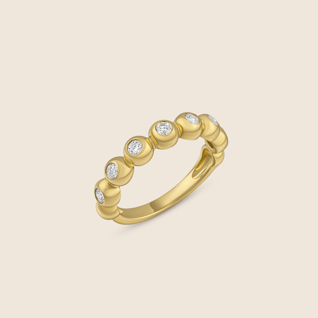 ADRG001627-image-530-ADRG001627-BUB-1 Bubbleiss yellow gold diamond half band ring - Image 1