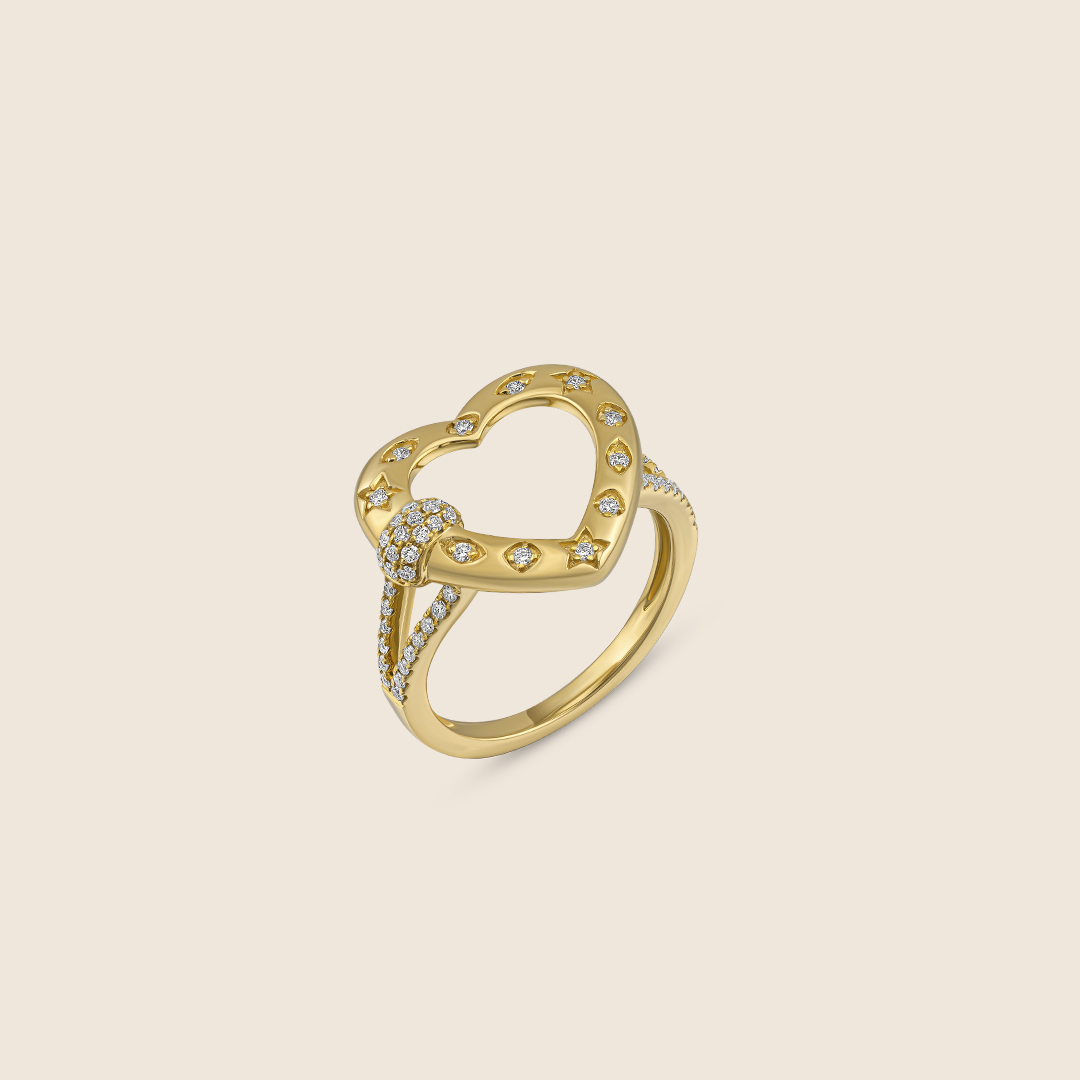 ADRG001645-image-538-ADRG001645-STR-1 Stellar yellow gold diamond hollow heart ring - Image 1