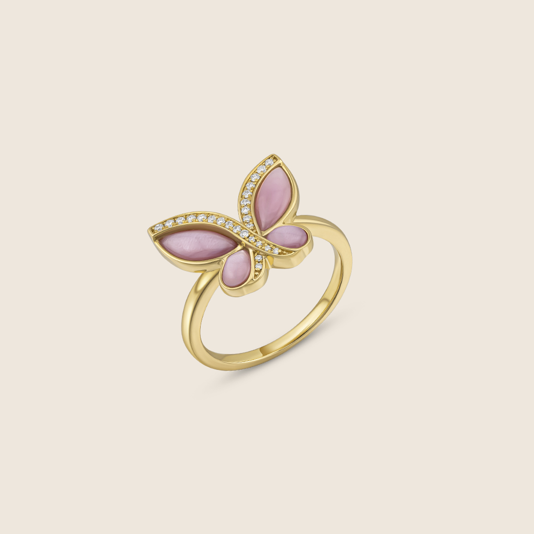 ADRG001657-image-322-ADRG001657-VOL-1 Volare 18K yellow gold Mother of Pearl Butterfly diamond ring - Image 1