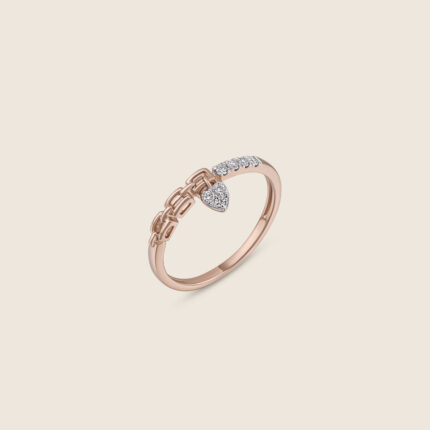 Esme rose gold diamond ring with dangle
