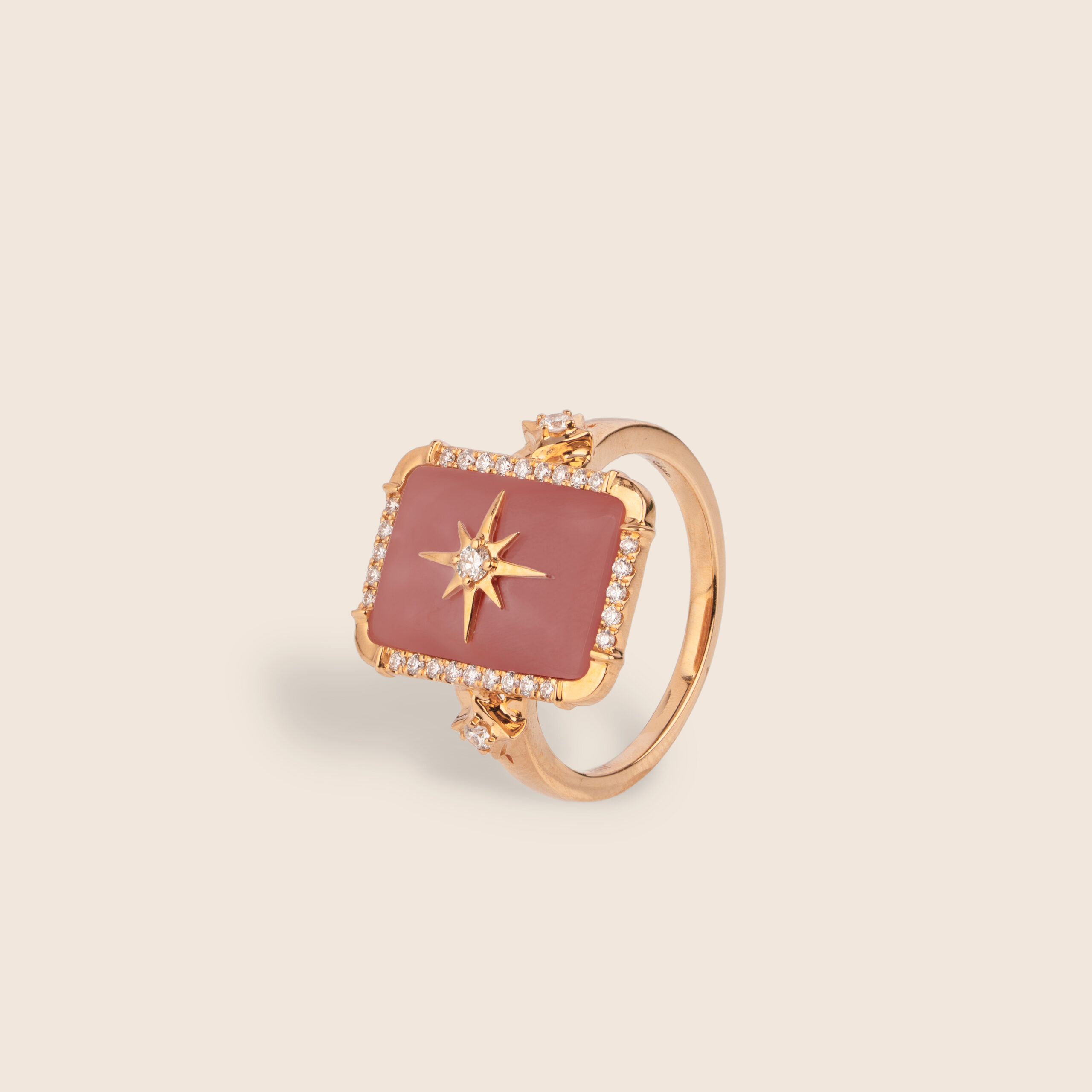 ADRG002192-image-40-28 Flare rose gold diamond emerald shape ring with MOP - Image 1
