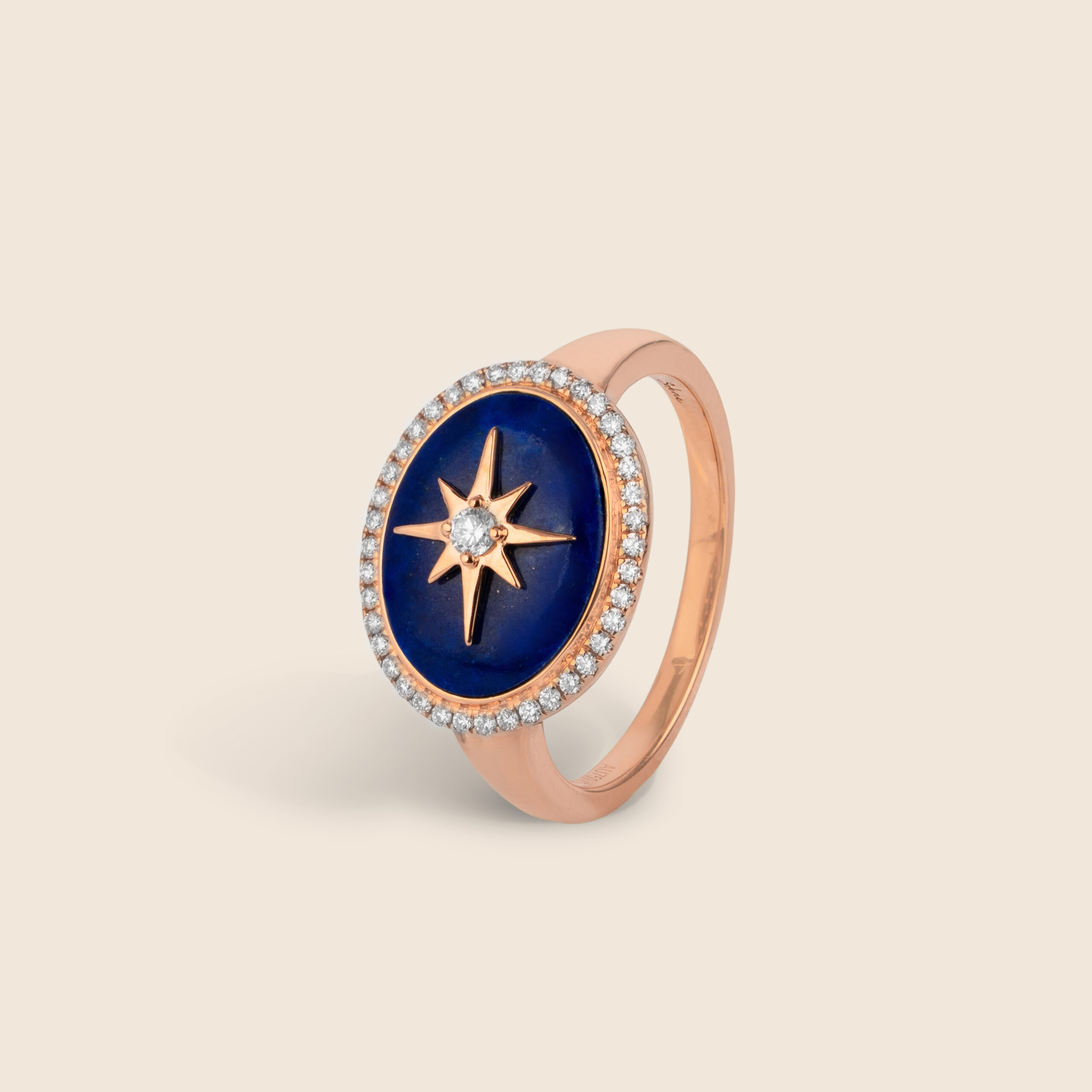 ADRG002197-image-17-25 Flare yellow gold diamond oval ring with lapis - Image 1