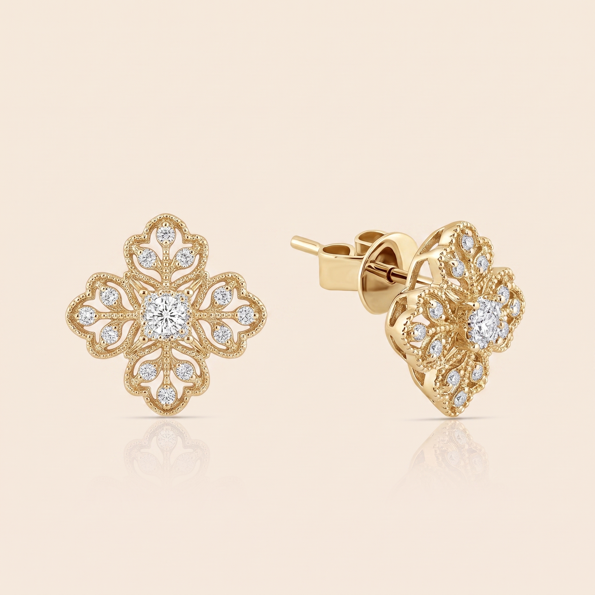 Gemini_Generated_Image_mqy4jvmqy4jvmqy4 Revival yellow gold diamond flower motive earring - Image 1