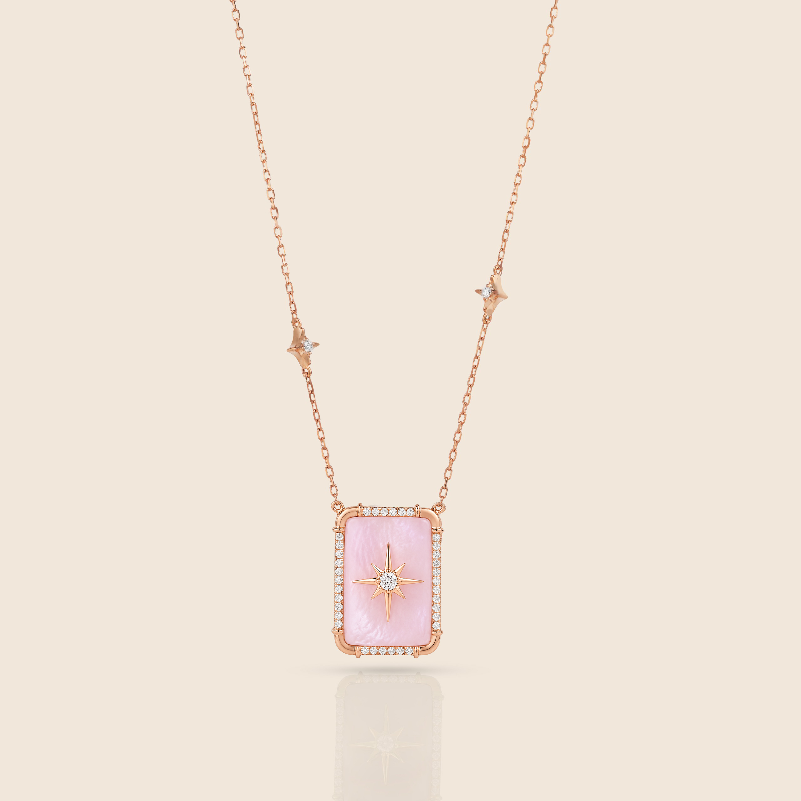Product 14 copy Flare yellow gold diamond emerald shape pendant with MOP - Image 1