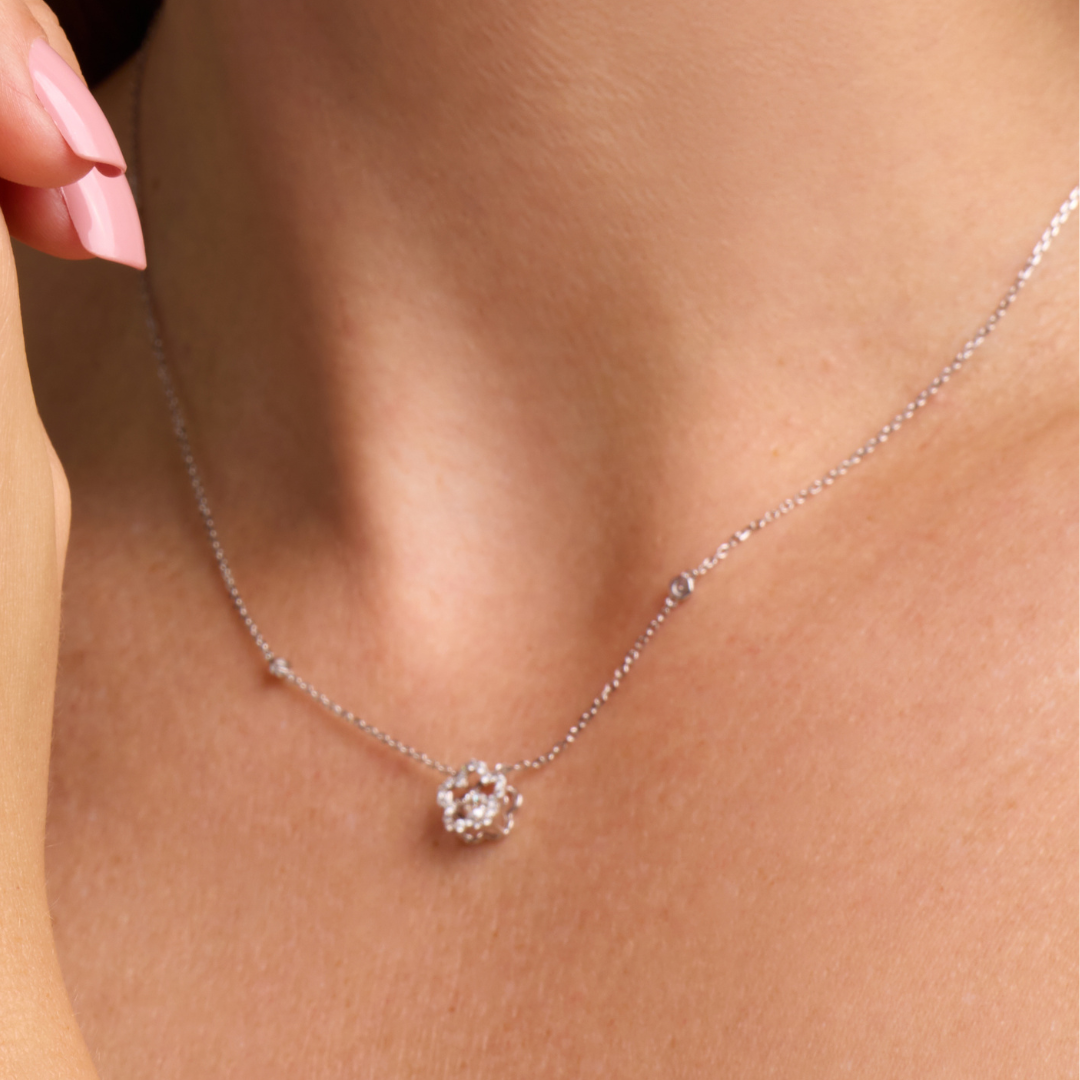 Untitled design (38) Fancy white gold pendant with dancing diamond - Image 1